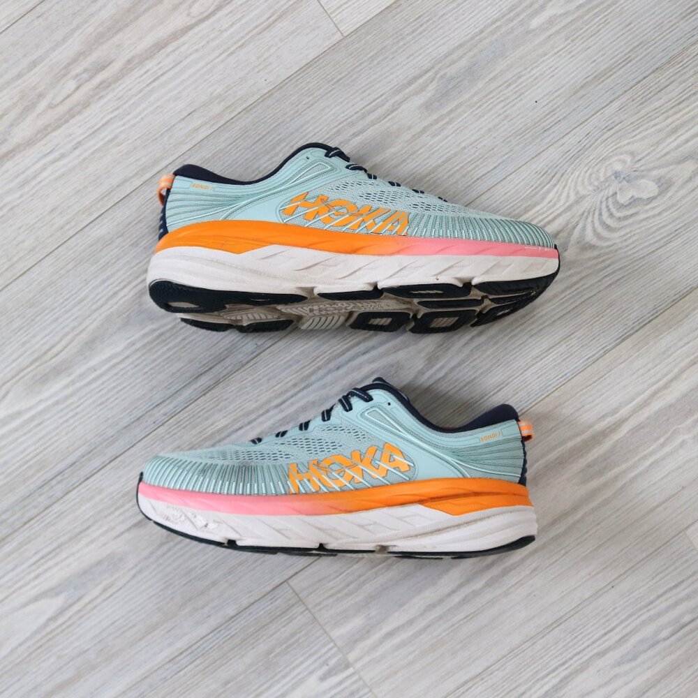 Hoka One One Bondi 7 Women's 9.5D WIDE Teal Running Shoes 1110531 BHBI Sneakers